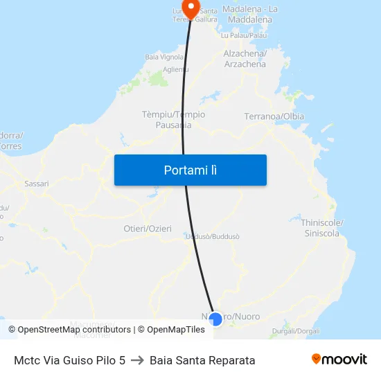 Mctc Via Guiso Pilo 5 to Baia Santa Reparata map
