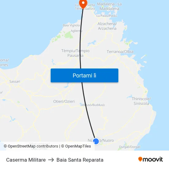 Caserma Militare to Baia Santa Reparata map