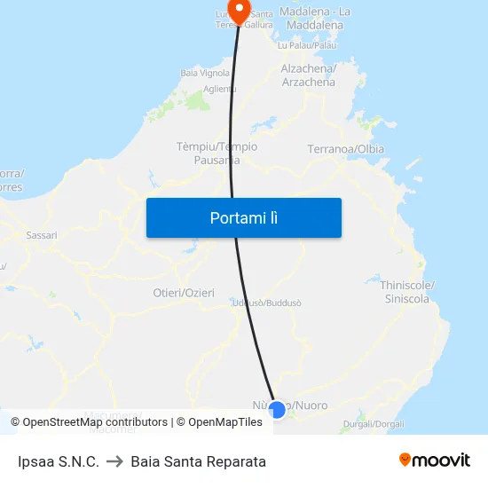 Ipsaa S.N.C. to Baia Santa Reparata map