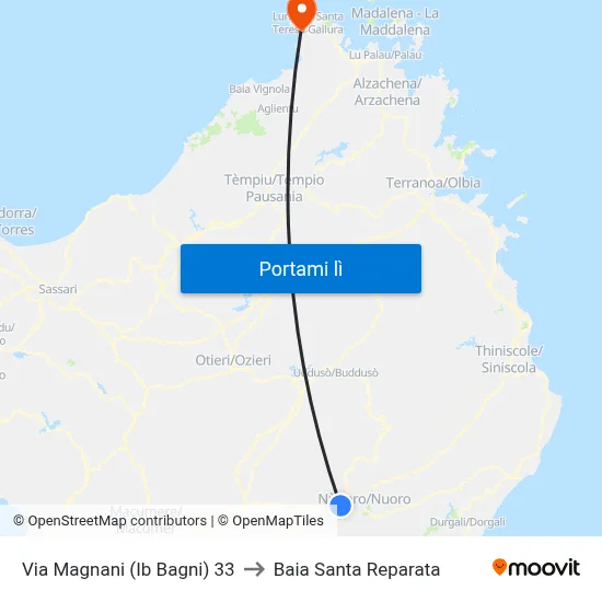Via Magnani (Ib Bagni) 33 to Baia Santa Reparata map
