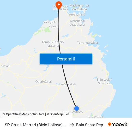 SP Orune-Marreri (Bivio Lollove) Km   14,00 to Baia Santa Reparata map
