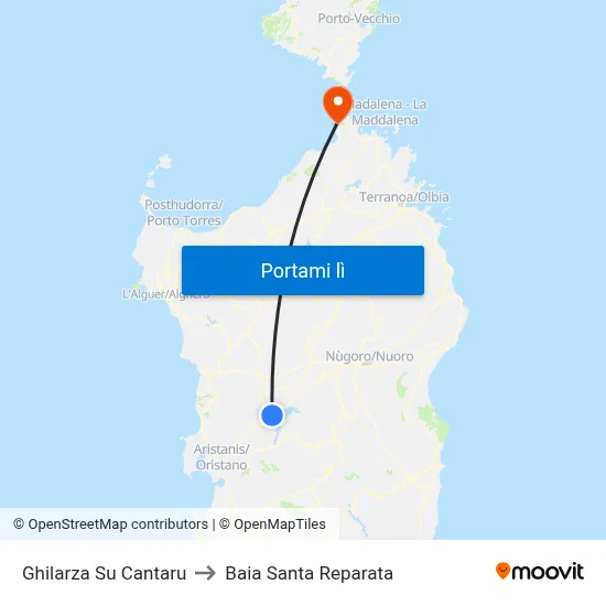 Ghilarza Su Cantaru to Baia Santa Reparata map