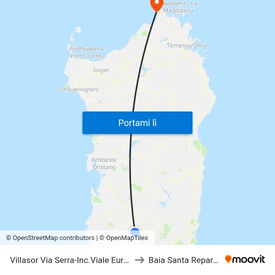 Villasor Via Serra-Inc.Viale Europa to Baia Santa Reparata map