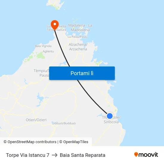 Torpe Via Istancu 7 to Baia Santa Reparata map