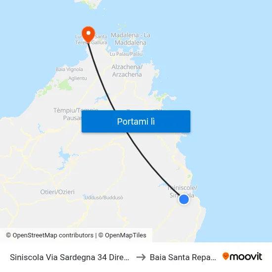 Siniscola Via Sardegna 34 Direz Sud to Baia Santa Reparata map