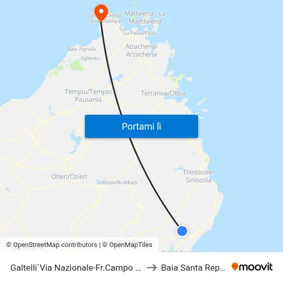 Galtelli`Via Nazionale-Fr.Campo Sportivo to Baia Santa Reparata map
