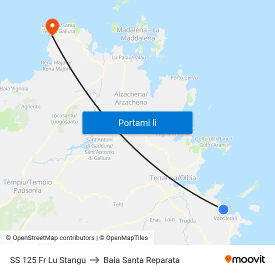 SS 125 Fr Lu Stangu to Baia Santa Reparata map