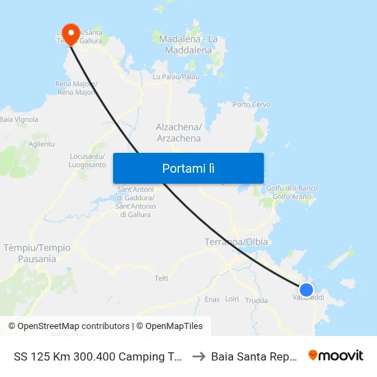 SS 125 Km 300.400 Camping Tavolara to Baia Santa Reparata map