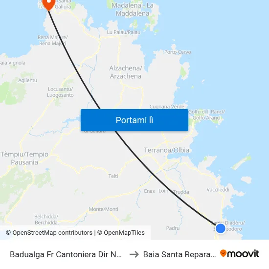 Badualga Fr Cantoniera Dir Nord to Baia Santa Reparata map