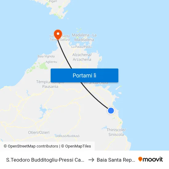 S.Teodoro Budditogliu-Pressi Cabina Enel to Baia Santa Reparata map