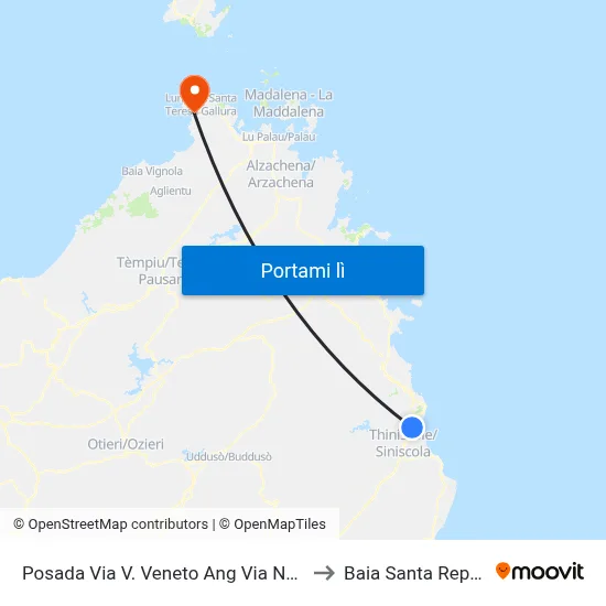 Posada Via V. Veneto Ang Via Nazionale to Baia Santa Reparata map