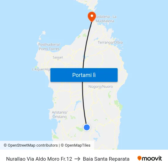 Nurallao Via Aldo Moro Fr.12 to Baia Santa Reparata map