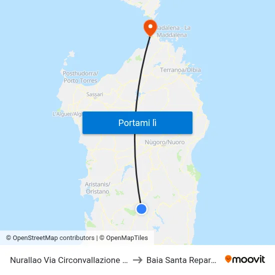 Nurallao Via Circonvallazione 15 to Baia Santa Reparata map