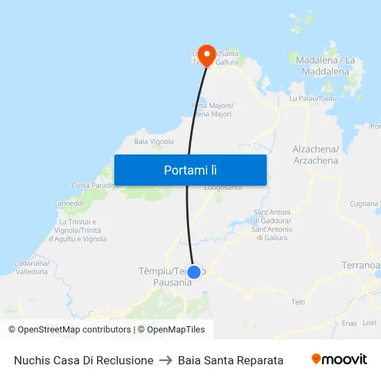 Nuchis Casa Di Reclusione to Baia Santa Reparata map