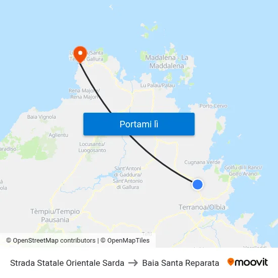 Strada Statale Orientale Sarda to Baia Santa Reparata map