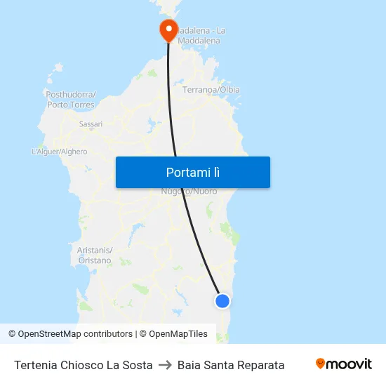 Tertenia Chiosco La Sosta to Baia Santa Reparata map