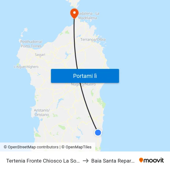 Tertenia Fronte Chiosco La Sosta to Baia Santa Reparata map
