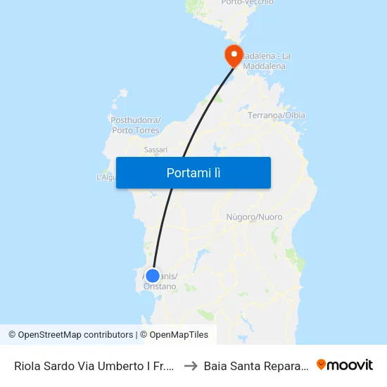 Riola Sardo Via Umberto I Fr.37 to Baia Santa Reparata map