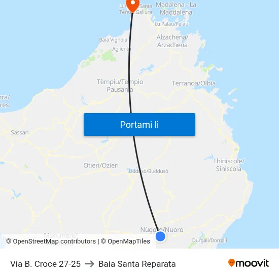 Via B. Croce 27-25 to Baia Santa Reparata map