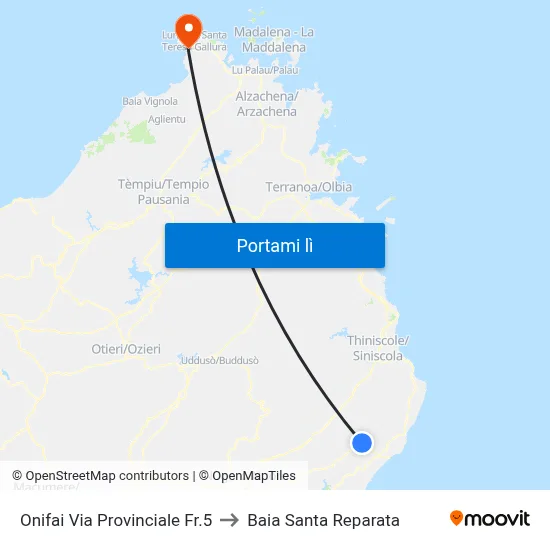 Onifai Via Provinciale Fr.5 to Baia Santa Reparata map