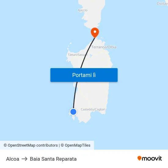 Alcoa to Baia Santa Reparata map