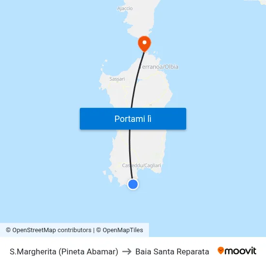S.Margherita (Pineta Abamar) to Baia Santa Reparata map