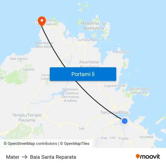 Mater to Baia Santa Reparata map