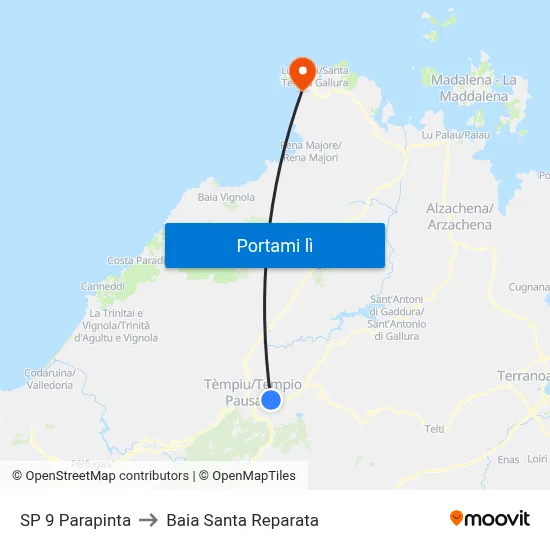 SP 9 Parapinta to Baia Santa Reparata map