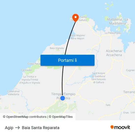 Agip to Baia Santa Reparata map
