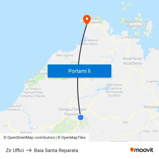 Zir Uffici to Baia Santa Reparata map