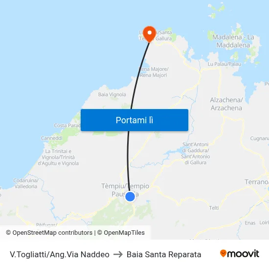 V.Togliatti/Ang.Via Naddeo to Baia Santa Reparata map