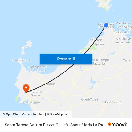 Santa Teresa Gallura Piazza Chiesa to Santa Maria La Palma map
