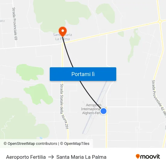 Aeroporto Fertilia to Santa Maria La Palma map