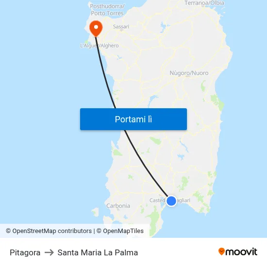 Pitagora to Santa Maria La Palma map