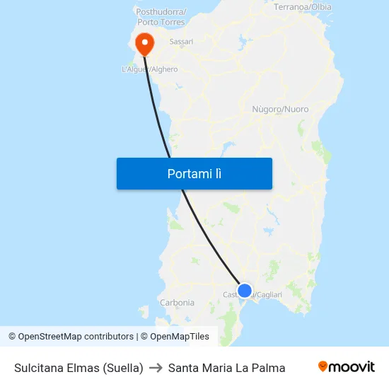Sulcitana Elmas (Suella) to Santa Maria La Palma map