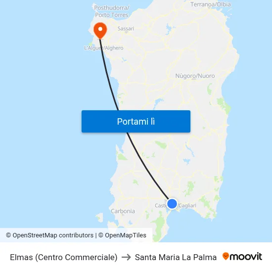 Elmas (Centro Commerciale) to Santa Maria La Palma map