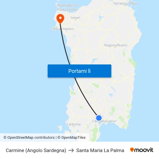 Carmine (Angolo Sardegna) to Santa Maria La Palma map