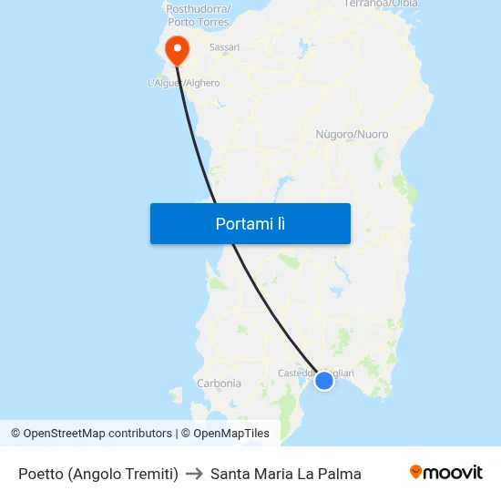 Poetto (Angolo Tremiti) to Santa Maria La Palma map