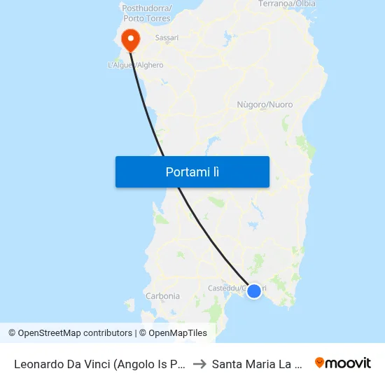 Leonardo Da Vinci (Angolo Is Pardinas) to Santa Maria La Palma map