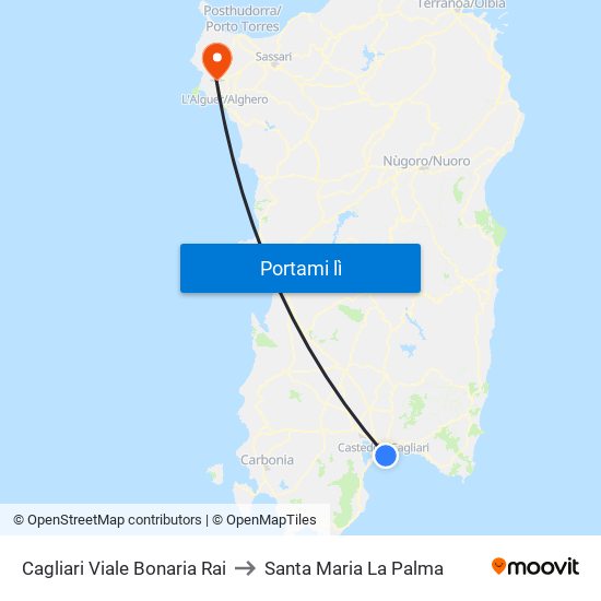 Cagliari Viale Bonaria Rai to Santa Maria La Palma map