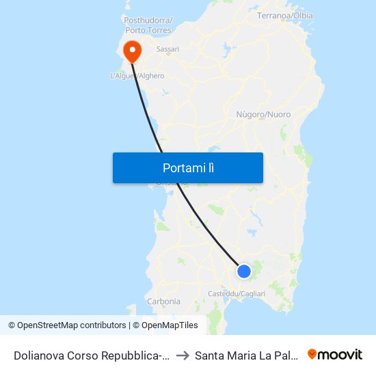 Dolianova Corso Repubblica-Q8 to Santa Maria La Palma map