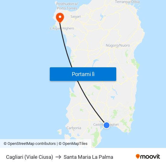 Cagliari (Viale Ciusa) to Santa Maria La Palma map