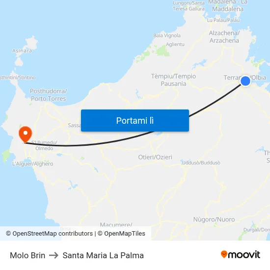 Molo Brin to Santa Maria La Palma map