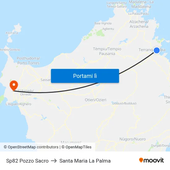 Sp82 Pozzo Sacro to Santa Maria La Palma map