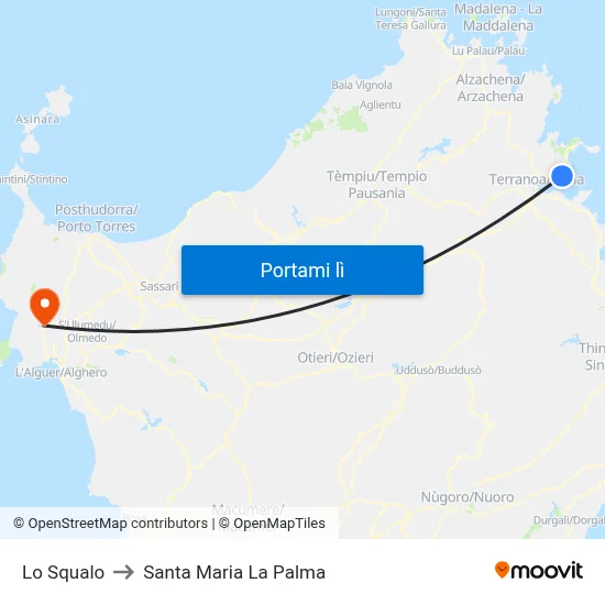Lo Squalo to Santa Maria La Palma map