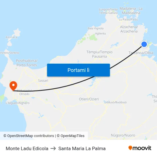 Monte Ladu Edicola to Santa Maria La Palma map