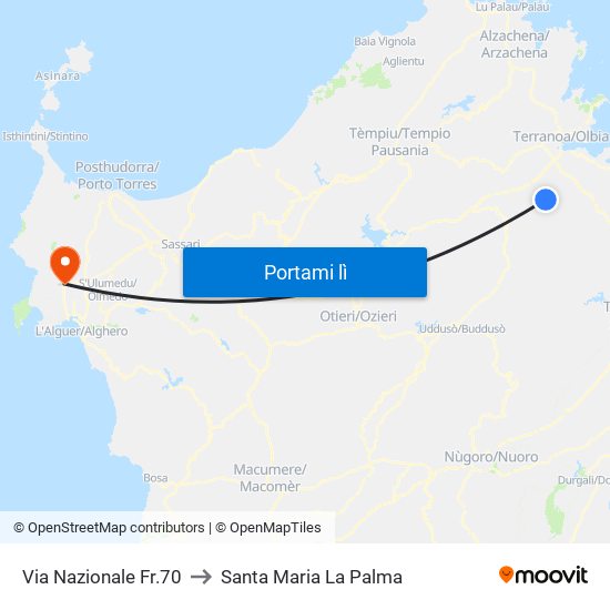 Via Nazionale Fr.70 to Santa Maria La Palma map