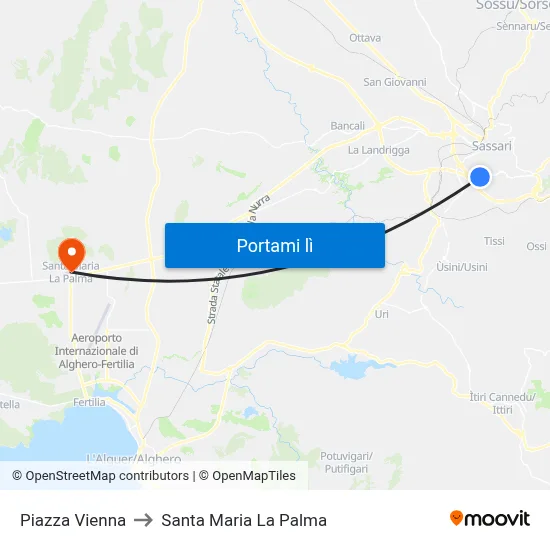 Piazza Vienna to Santa Maria La Palma map