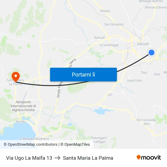 Via Ugo La Malfa 13 to Santa Maria La Palma map