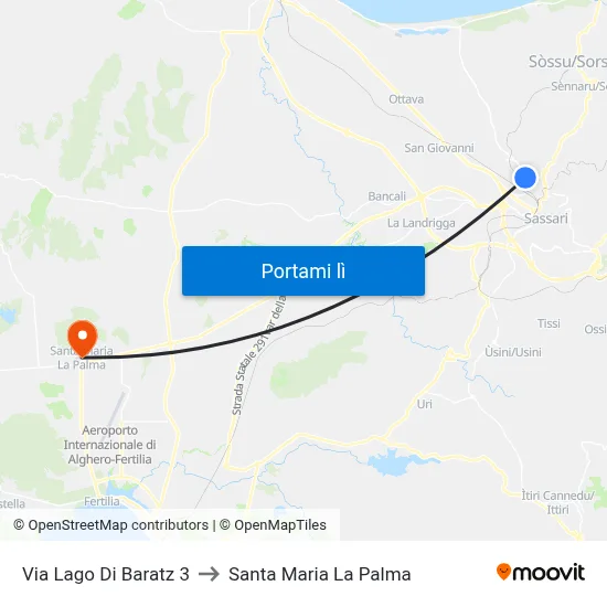 Via Lago Di Baratz 3 to Santa Maria La Palma map